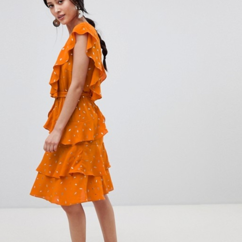 Y.A.S Metallic Print Ruffle Dress - Picture 4 of 4